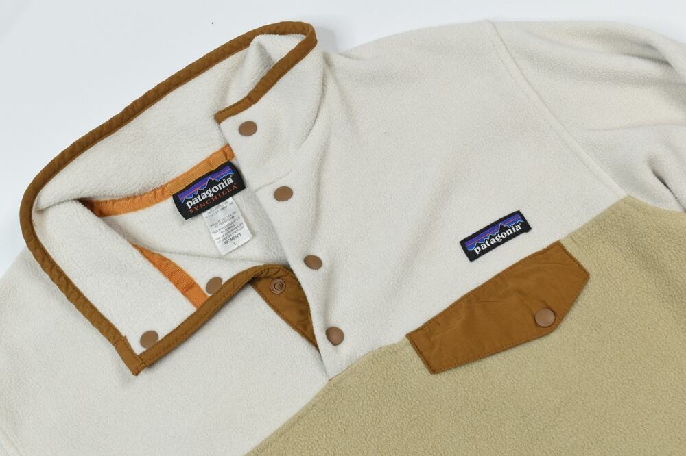 Patagonia Synchilla Snap-T Fleece Pullover Sweater Womens Large Tan Lightweight